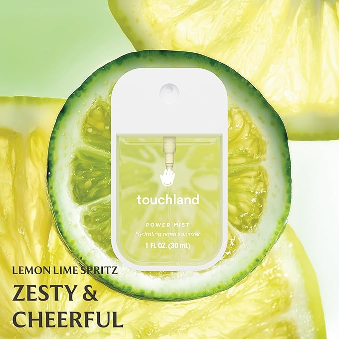 Touchland Hydrating Hand Sanitizer Spray, FRESH 5 Set (Mint, Citrus, Lemon Lime, Aloe, Watermelon), 1 FL. OZ. Travel Size Power Mist Sprays (Set of 5)