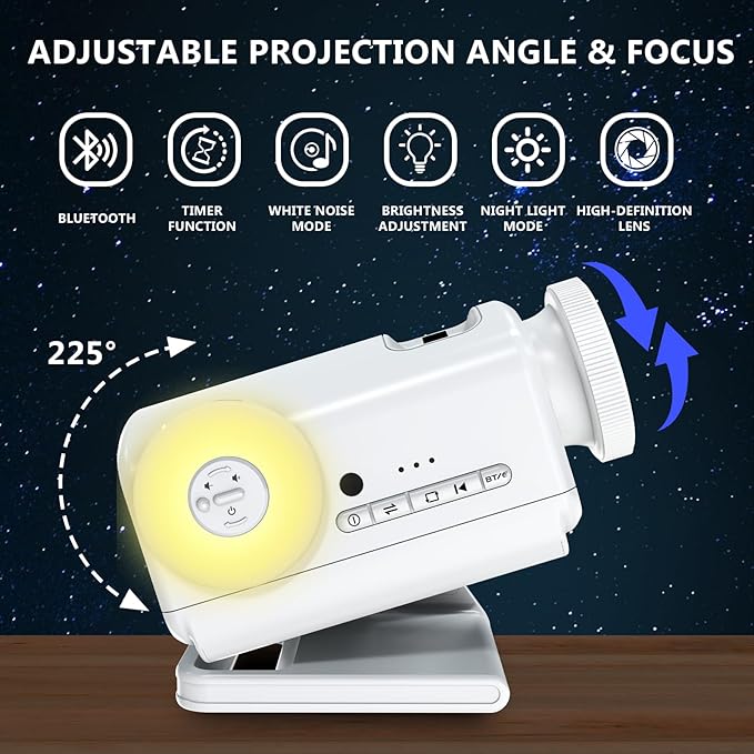 Planetarium 3D Galaxy Projector, Built-in 60 Scene Modes, with Bluetooth Speaker & Remote Control, Star Projector Light for Living Room Bedroom, forr Gifts for Kids, Adult（Telescope White）