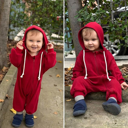 Unutiylo Unisex Baby Boys Girls Long Sleeve Infant Baby Zipper Hooded Jumpsuits Romper Loose Outfit Clothes
