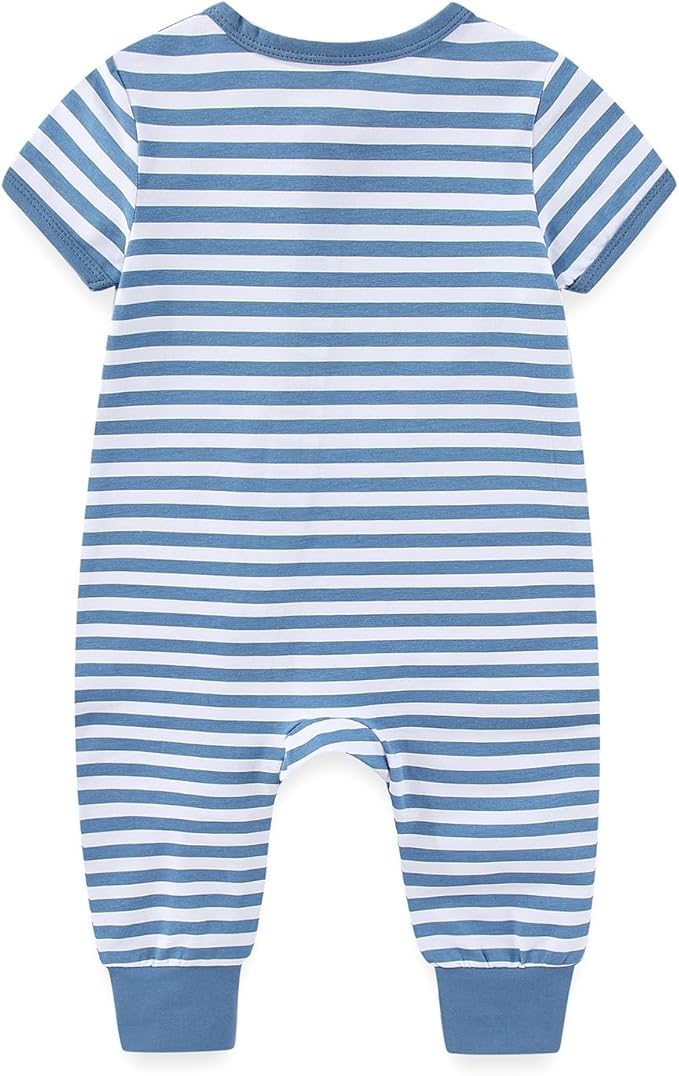 2 Pack Unisex Baby Short Sleeve Rompers 2 Way Zipper New Born One-Piece Jumpsuits 0-24Months Infant Outfits