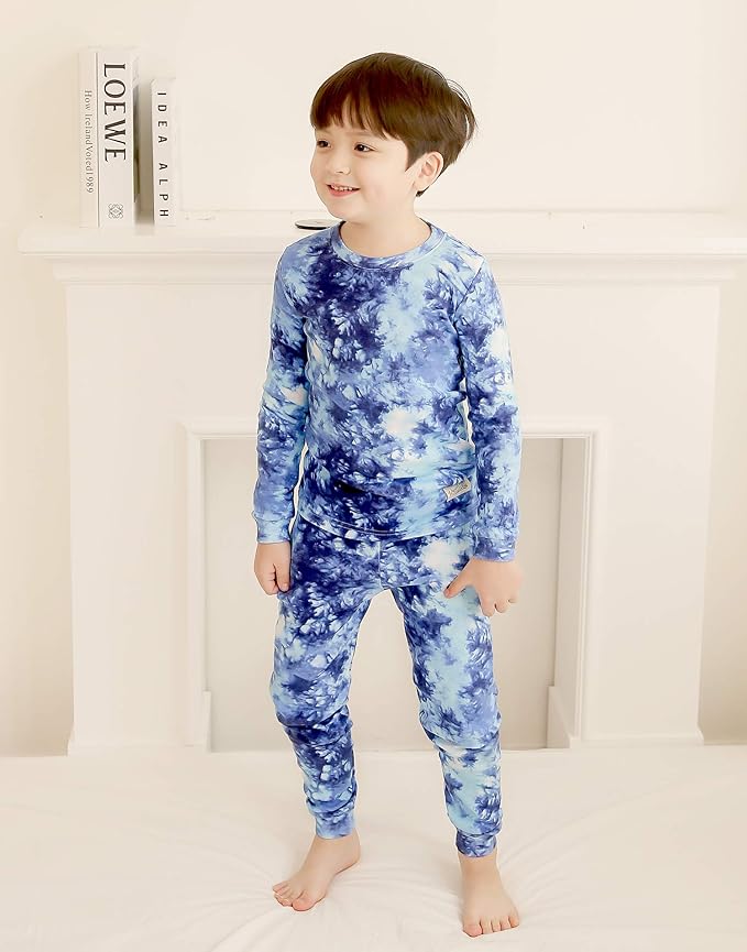 VAENAIT BABY 12M-12Y Toddler Kids Boys Girls 100% Cotton Marbling Tiedye Sung Fit Sleepwear Pajamas 2pcs Pjs Set
