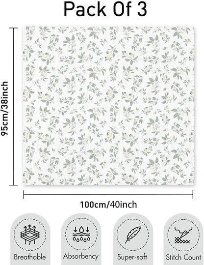 GLLQUEN BABY Muslin Swaddle Blankets,3-Pack Receiving Blanket for Newborn Boys and Girls,Baby Swaddle Blanket Unisex,Osmanthus Fragrance,Baby Essentials, Registry & Gift, 40 x 38 inches