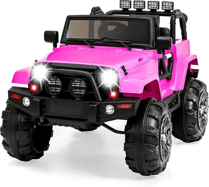 Best Choice Products Kids 12V Ride On Truck, Battery Powered Toy Car w/Spring Suspension, Remote Control, 3 Speeds, LED Lights, Bluetooth - Pink