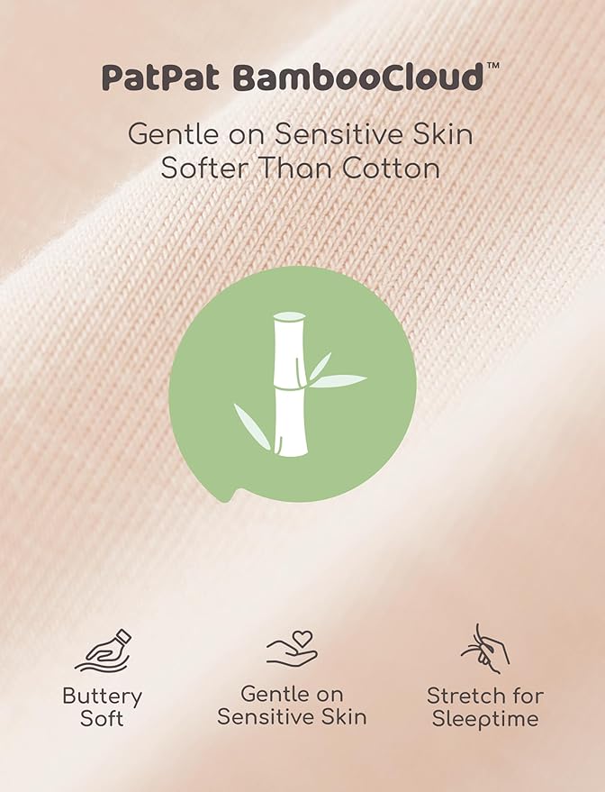 PATPAT Baby Sleeper Gown with Bamboo Viscose for Newborn Girls Boys, Knotted Nightgown with Mittens for Infant Home Coming