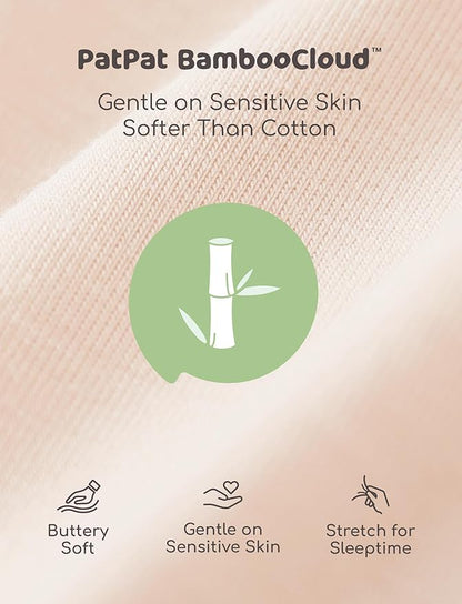 PATPAT Baby Sleeper Gown with Bamboo Viscose for Newborn Girls Boys, Knotted Nightgown with Mittens for Infant Home Coming