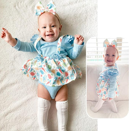 Unutiylo Preemie Newborn Baby Girl Clothes Romper Suspender Dress Fall Winter Outfits Ruffle Long Sleeve Jumpsuit