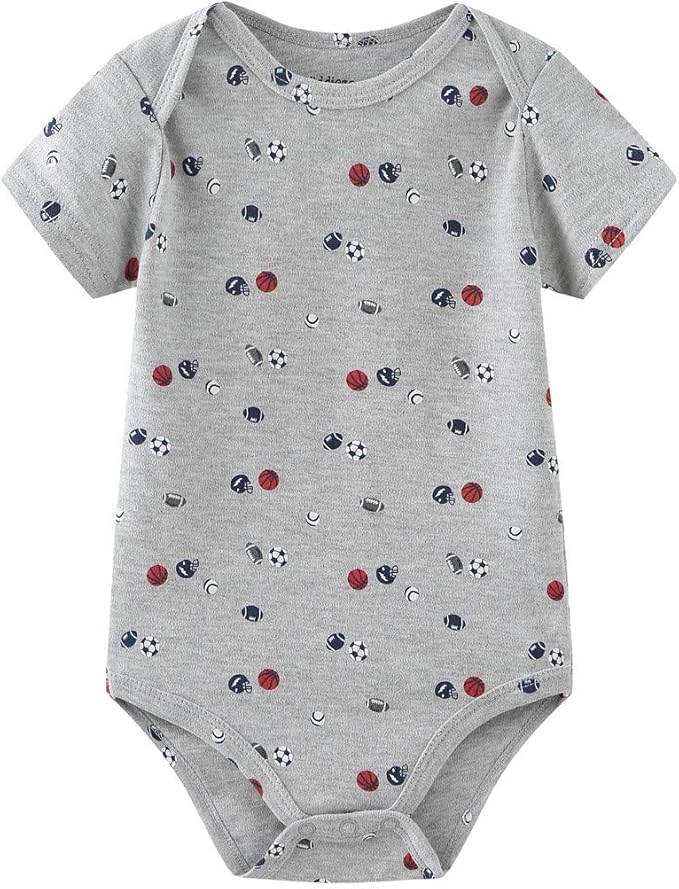 Kiddiezoom Newborn Baby Unisex Cotton One-Piece Bodysuits Baby Gift 5-Pack Baby Clothes