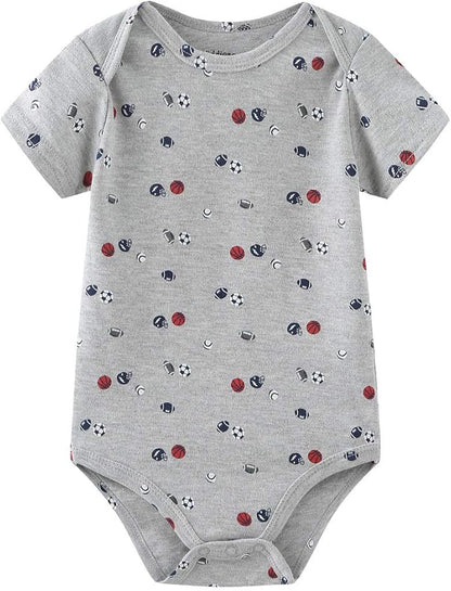 Kiddiezoom Newborn Baby Unisex Cotton One-Piece Bodysuits Baby Gift 5-Pack Baby Clothes