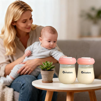Glass Breast Milk Storage Bottles-Wide Neck Breastmilk Storage with Lids, Breast Milk Storage Containers for Fridge,BPA-Free (Red,6oz(pack of 4))