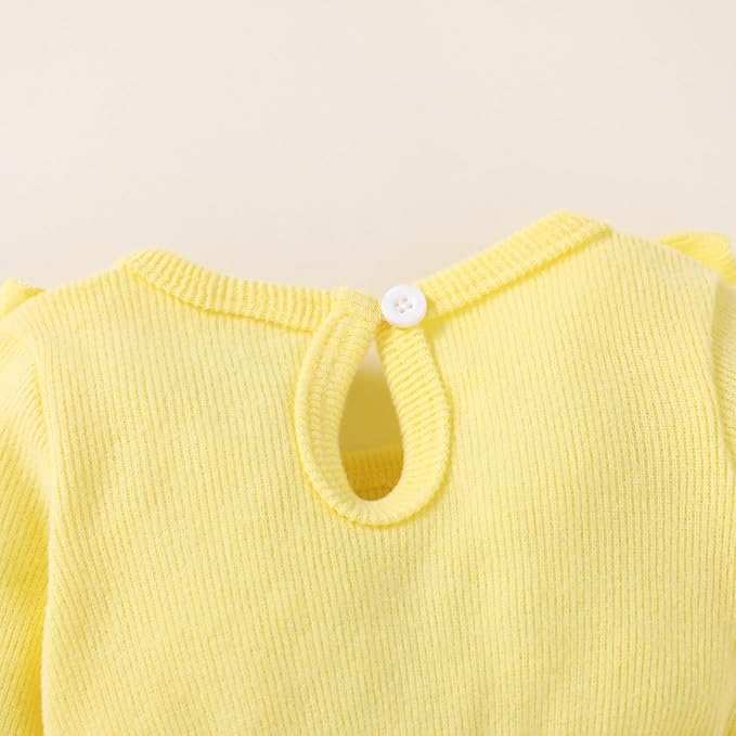 Happy Town Baby Girl Romper Infant Fall Winter Clothes Ruffle Sweater Long Sleeve Bodysuit Jumpsuit and Headband