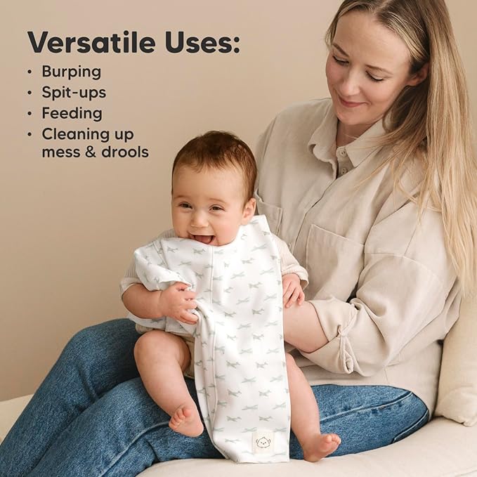 Organic Burp Cloths Baby Boy, Girl - 6-Pack Large Cotton Burping Cloths for Babies, Spit Up Rags, Super Absorbent, Ultra Soft Newborn Rag, Gender Neutral, Machine Washable, Durable (Vessels)