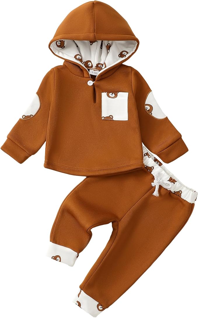 Toddler Baby Boy Clothes Infant Newborn Boy Outfit Long Sleeve Hoodie Sweatshirt Pants Fall Winter Clothes Set