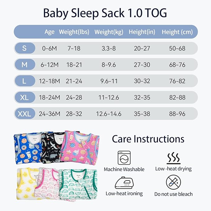 Rayon Made from Bamboo Sleep Sack 2t-3t Supersoft Toddler Sleep Sack 24-36 Months 1.0 Tog Baby Wearable Blanket with 2-Way Zipper Unisex Sleeping Bag for Babies