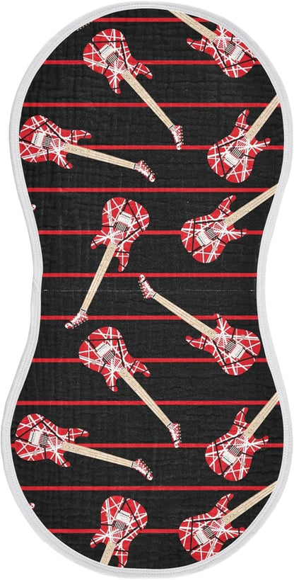 vvfelixl Baby Burp Cloths Electric Guitar Baby Newborn Cotton Burping Cloths Set Baby Washcloths 4 Pack Black