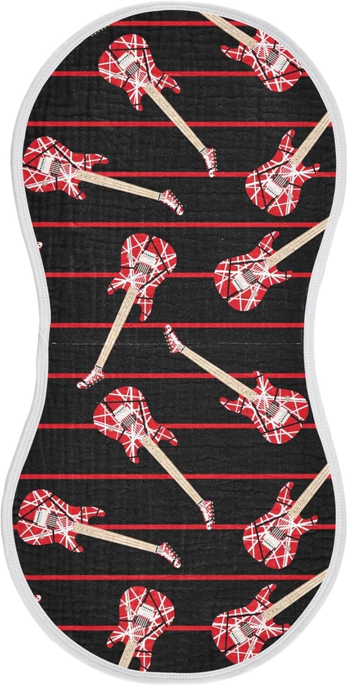 vvfelixl Electric Guitar Burp Cloths for Baby Boy Girls Baby Washcloths Burp Rags 1 Pack Black