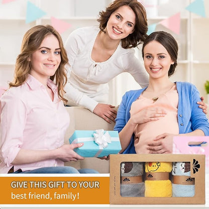 6 Packed Baby Bibs for Girls or Boys, Large Towel Bibs for Toddler 3-6 Years with Gift Box Packed(2 pink purple yellow)