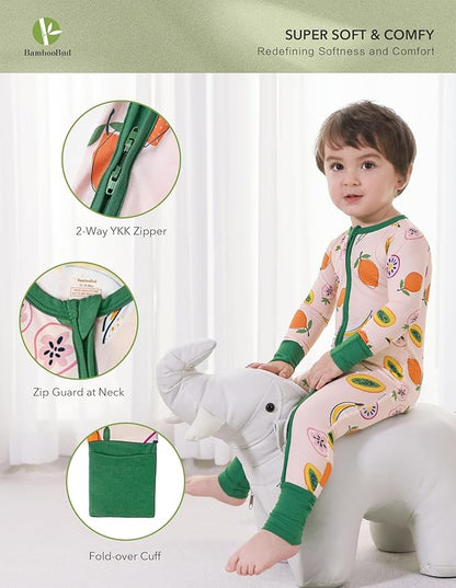 Baby Zippered Rompers Newborn Pajamas Sleepers Long Sleeve Jumpsuits Infant Zipper Romper-Viscose from Bamboo