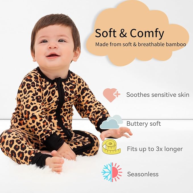 Weiwei Pajamas for Baby Boys & Girls Footies, Viscose from Bamboo Baby Romper, Baby Sleepers, 2-Way Zippy PJs, YKK
