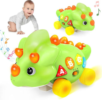 BainGesk Dinosaur Crawling Toys for 1 Year Old Boy, Musical Baby Toys for 6-12 Months, Early Development Learning Toys for 12-18 Months Boys Girls, Birthday Gifts for 1-2 Year Old Toddlers