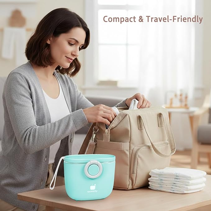 Termichy Baby Formula Dispenser, Portable Milk Powder Dispenser Container with Carry Handle and Scoop for Travel Outdoor Activities with Baby Infant, 8.8OZ, 0.55LB, 250g (Blue)