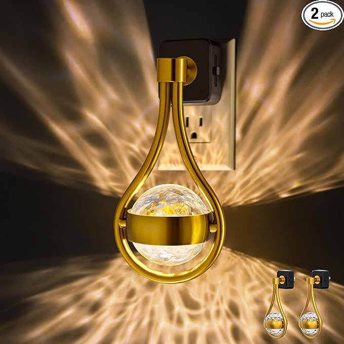 Briignite LED Night Lights Plug into Wall, 330° Rotating Night Light with Dusk to Dawn Sensor, 0-100LM Dimmable Nightlight Adjustable Brightness, 3000K Warm White for Hallway, Bedroom, Stairway, 2pack