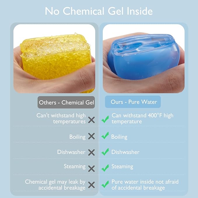 Momcozy Baby Teether Toys, Water Fillable Silicone Cold Teether, Baby Teething Toys Chill Teether, Baby Toys for Teething Relief 0-12 Months, Blue and Yellow 2 Pcs