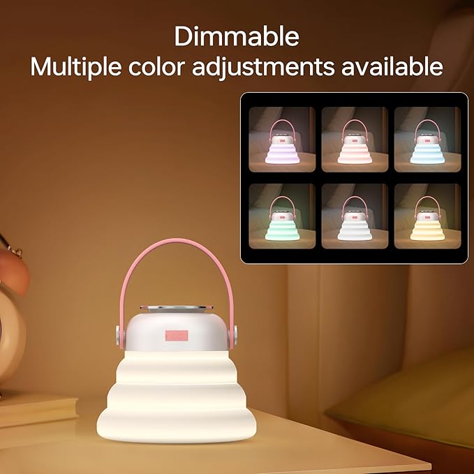 Wapentake® Baby Night Light, Featuring 12 Color Options and stepless dimming, Made of Soft Silicone, Foldable for Storage, and Rechargeable, Suitable for Breastfeeding Mothers