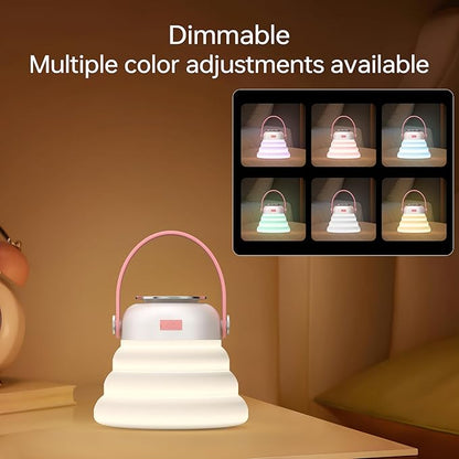 Wapentake® Baby Night Light, Featuring 12 Color Options and stepless dimming, Made of Soft Silicone, Foldable for Storage, and Rechargeable, Suitable for Breastfeeding Mothers