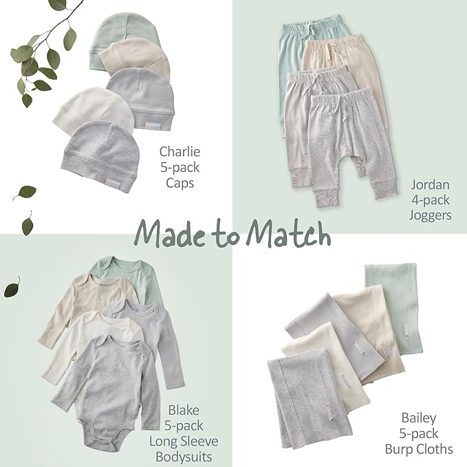 Blake 5-Pack Long Sleeve Bodysuits 100% Organic Cotton Baby Boys & Girls