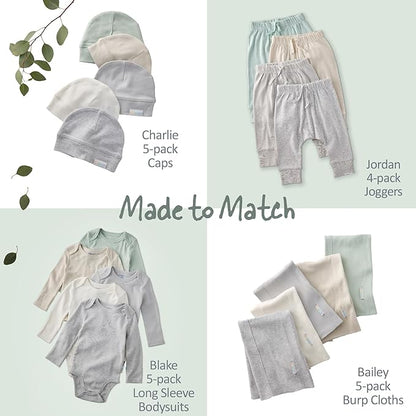 Blake 5-Pack Long Sleeve Bodysuits 100% Organic Cotton Baby Boys & Girls