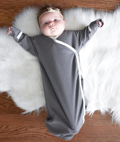 Babysoy Organic Newborn Baby Kimono Wrap Around Snap Sleeper Gown Bundler
