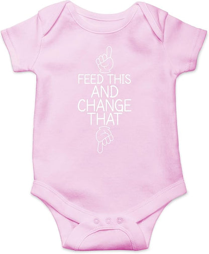 CBTwear Feed This and Change This - Baby Clothes - Funny Newborn Bodysuit Outfits for Boys and Girls