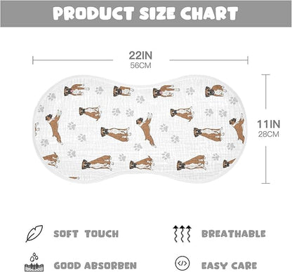 2 Pack Muslin Burp Cloths Boxer Dogs White Cotton Baby Burp Cloths Ultra Absorbent and Soft Burping Cloth for Baby Boys Girls 22x11 Inch