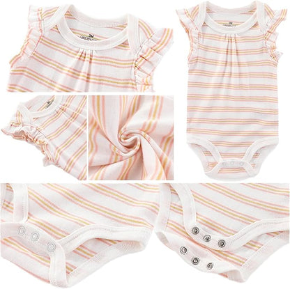 Baby Boy Girl Short Sleeve Bodysuits New Born 100% Cotton Clothes 5-Pack 0-12M