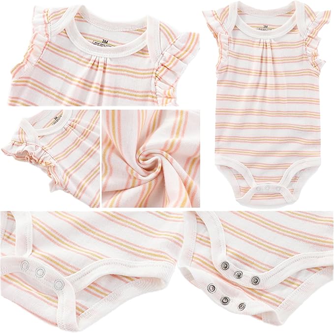 Baby Boy Girl Short Sleeve Bodysuits New Born 100% Cotton Clothes 5-Pack 0-12M