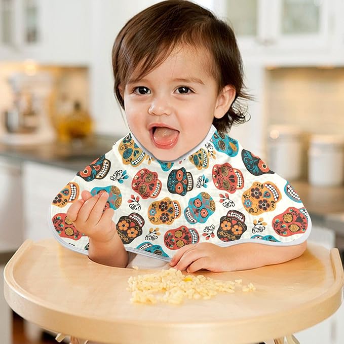 vvfelixl Muslin Burp Cloths Colored Sugar Skull Baby Washcloths for Baby Girl Boys 2 Pack Beige