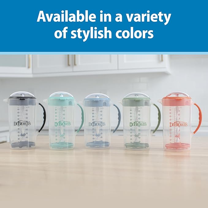 Dr. Brown's Baby Formula Mixing Pitcher with Adjustable Stopper, Locking Lid & No Drip Spout, Black, BPA Free, 36oz, 1 Pack