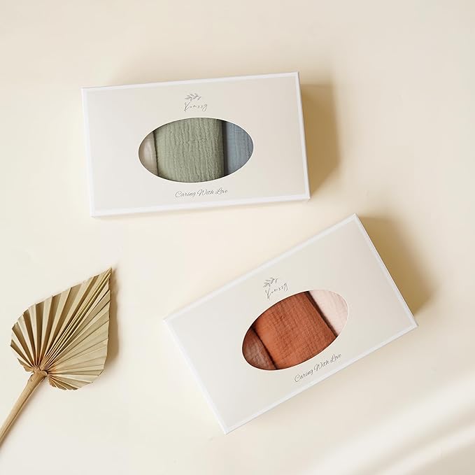 Konssy Muslin Baby Burp Cloths Sets for Unisex- 6 Pack Large 100% Cotton Burping Clothes for Newborn, Baby Girls and Boys