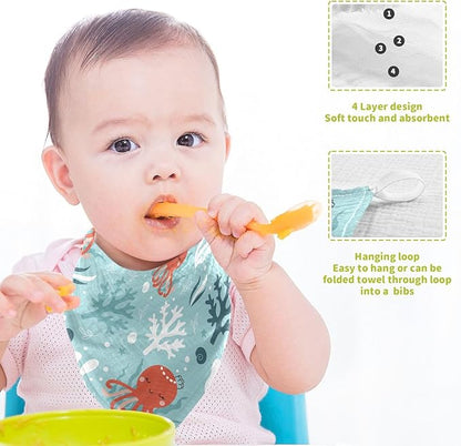 vvfelixl Octopus Swimming Underwater Baby Burp Cloths Baby Muslin Washcloths for Boys Girls Cotton Baby Face Towel for Newborn Infants Soft and Absorbent 11.8 X 11.8 in, 5 Pack