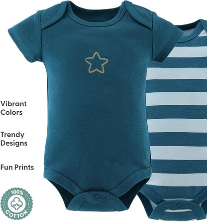 The Peanutshell Baby Boy Bodysuits - Newborn to 24 Months Baby Boy Clothes, 100% Cotton Infant Outfits - Star Stripe
