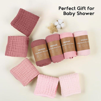 Muslin Burp Cloths for Baby 100% Cotton Burping Cloths for Boys Girls Large 20"X10" Extra Soft and Absorbent 5 Pack - Gradient Pink