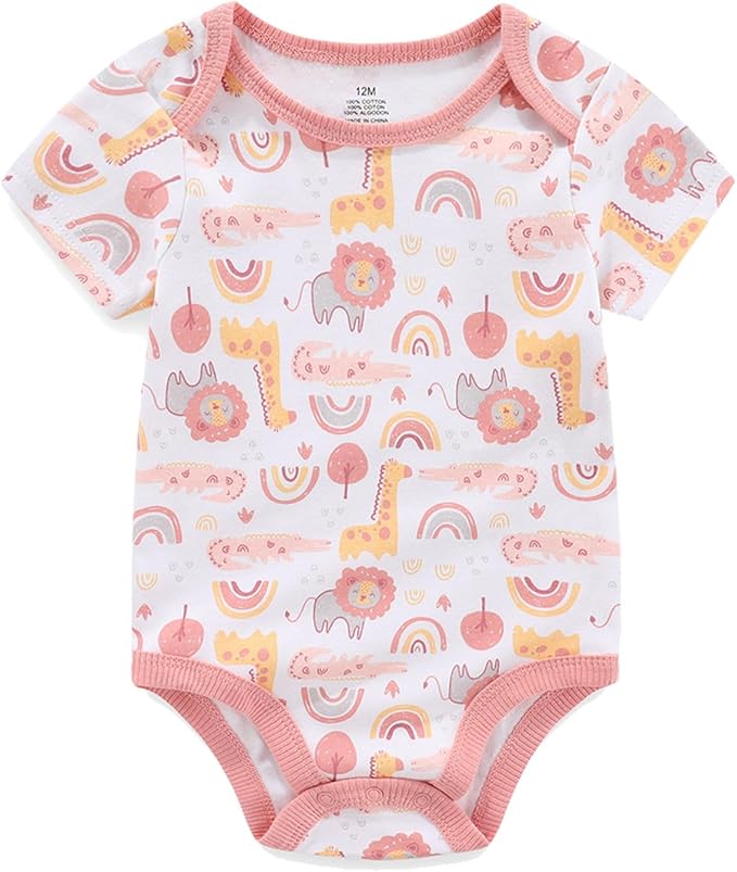 Unisex Baby Cotton Bodysuits 4-pack Short Sleeve Newborn Clothes