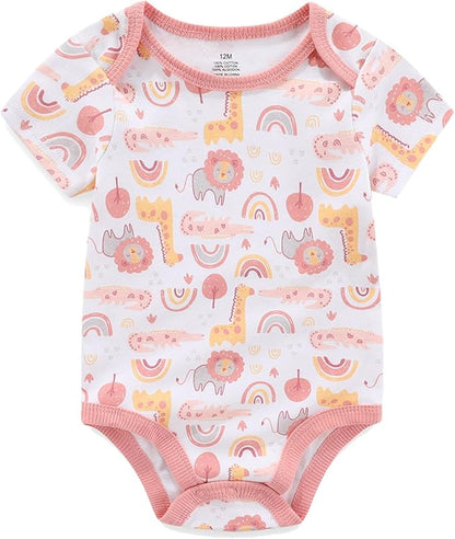 Unisex Baby Cotton Bodysuits 4-pack Short Sleeve Newborn Clothes