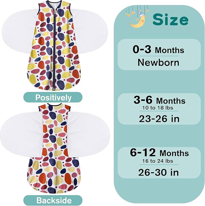 Newborn Sleep Sack Baby Swaddle,3-Way Adjustable Wearable Blanket,100% Rayon Cotton Swaddling Sleeping Bag，TOG 0.5 (Leopard & Cobble, 0-3 Months)