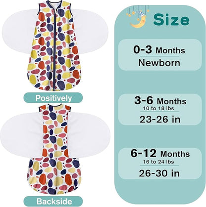 Newborn Sleep Sack Baby Swaddle,3-Way Adjustable Wearable Blanket,100% Rayon Cotton Swaddling Sleeping Bag，TOG 0.5 (Leopard & Cobble, 0-3 Months)
