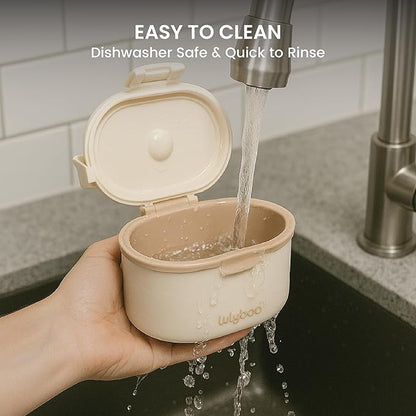 Lulyboo Baby Formula Milk Powder Container - Travel-Friendly, Airtight Storage with Scoop & Spork, Compact BPA-Free, Easy-to-Clean Portable Baby Feeding Accessories (Clay)