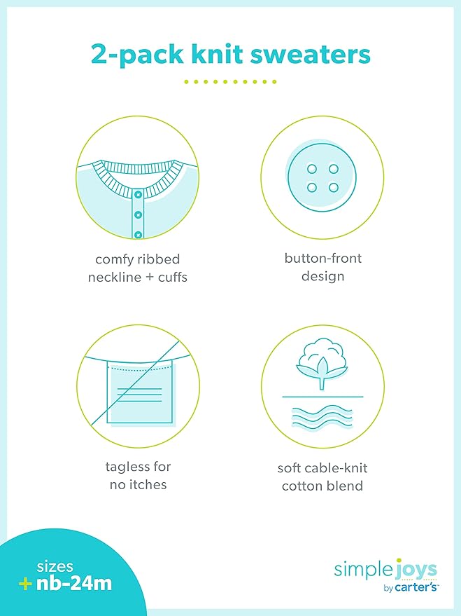 Simple Joys by Carter's Unisex-Baby 2-Pack Knit Cardigan Sweaters