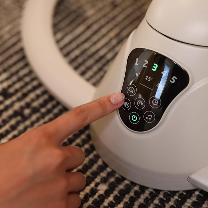 Maxi-COSI Cassia Smart Baby Swing for Infants, Portable Foldable Swing with Music, 360 Rotation, 5 Speeds, 12 Melodies, EcoCare Fabric, Auto Motion Sensor, 2 Reclines, Truffle