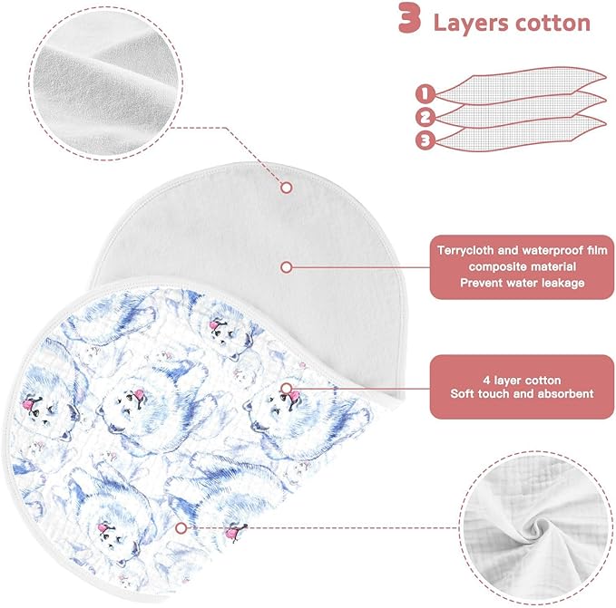 vvfelixl Baby Burp Cloths Samoyed Dog Baby Newborn Cotton Burping Cloths Set Baby Washcloths 4 Pack