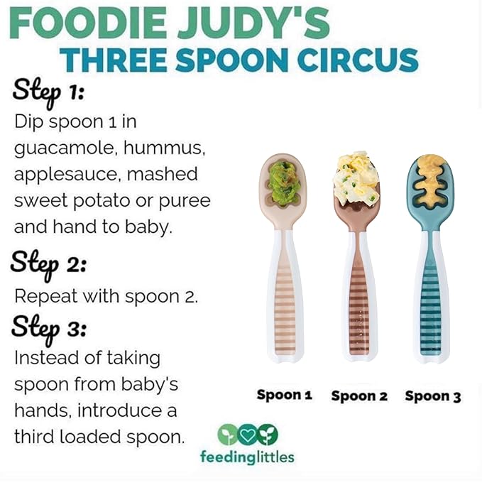 NumNum Baby Spoons Set, Feeding Littles x Silicone Pre-Spoon GOOtensils for Baby Led Weaning, Self-Feeding & Teething, First Stage Toddler Utensils for Ages 6+ Months, 3-Pack, BPA-Free (Neutrals)